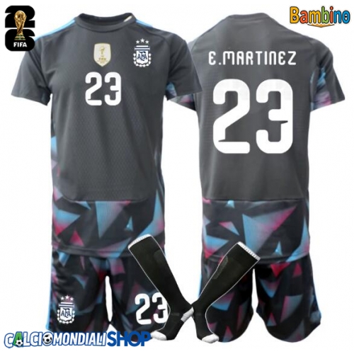 Maglie da calcio Argentina Emiliano Martinez #23 Portiere Prima Maglia Bambino Mondiali 2026  Manica Corta + Pantaloni corti)